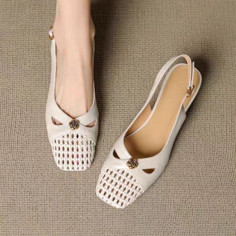 Shoes For Women Flats - Kadın Fransız tarzı kapalı burunlu sandaletler,