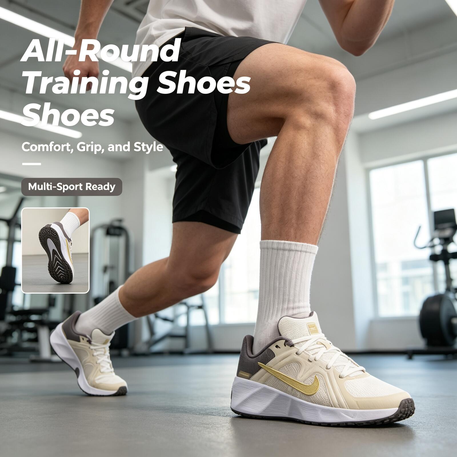 Women Shoes Zoom - Nike Erkek Beyaz Gri Altın Antrenman