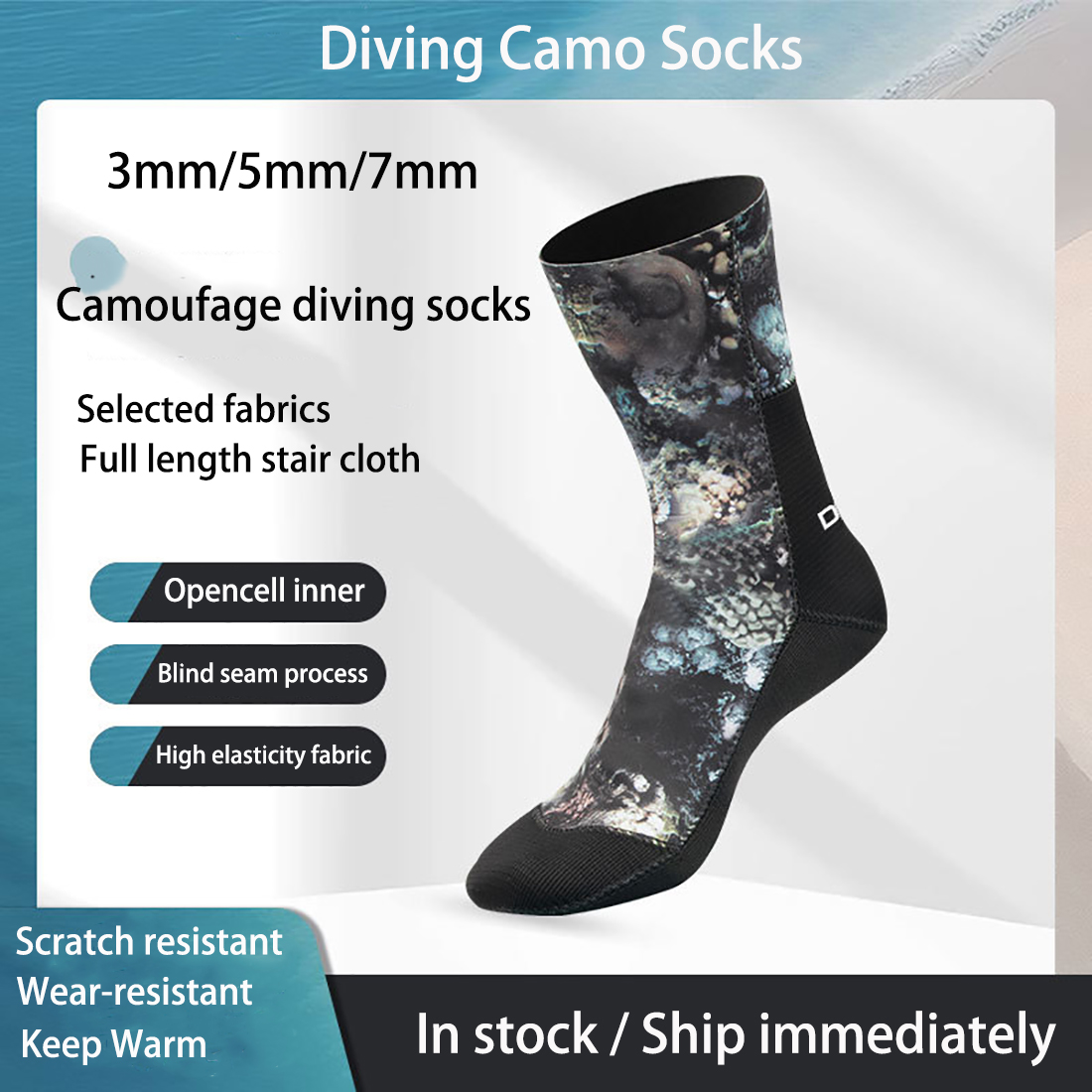 Women'S Shoes Neuropathy - 3/5/7mm Neopren Camo dalış çorapları kaymaz