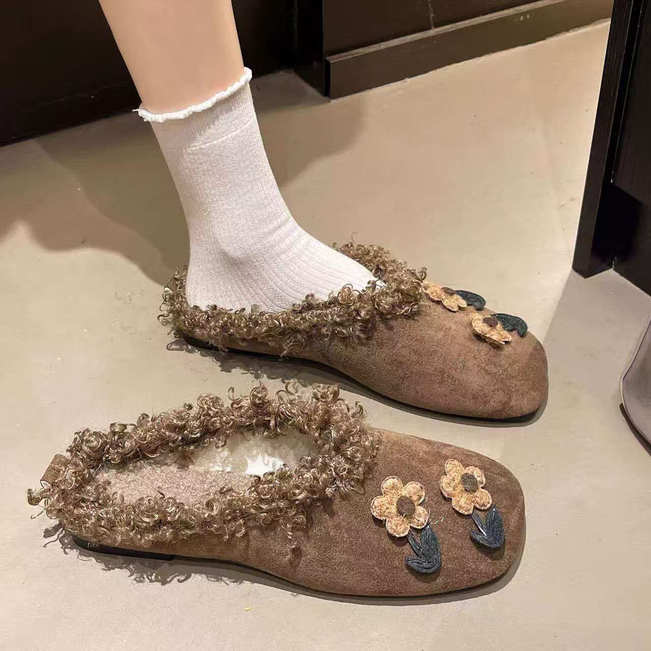 Women'S Shoes Hands Free - 2026 Sonbahar kış düz peluş terlikler,