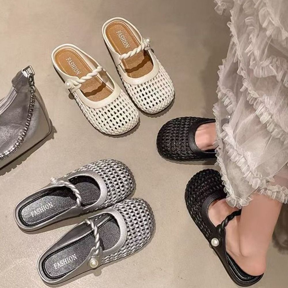 Women'S Shoes Hands Free - Nefes Alabilen Baotou Yarım Terlikler Oyuklu