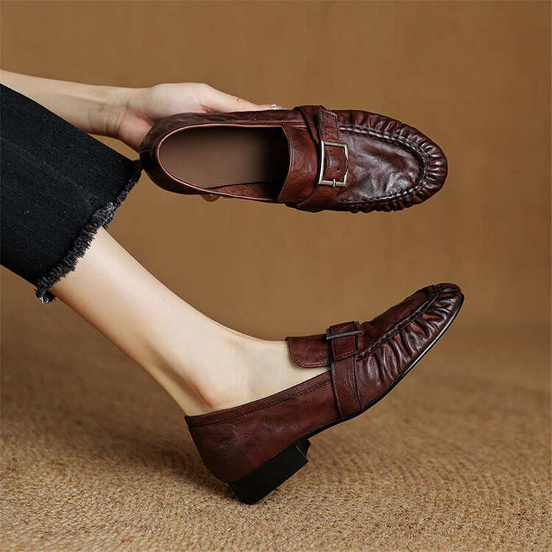 Women'S Shoes Round Toe - Yeni sonbahar hakiki deri kadın pompaları