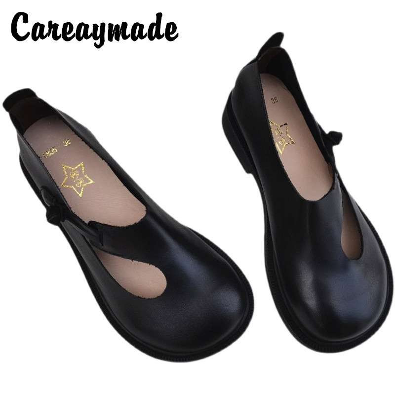 Women'S Shoes Round Toe - Careaymade-hakiki deri büyük ayakkabı retro ulusal