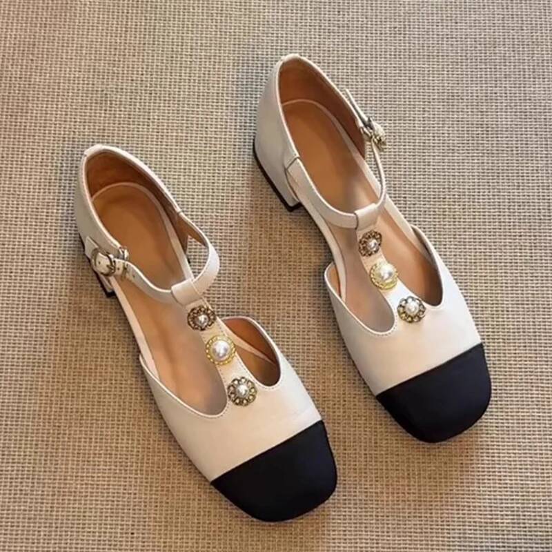 Mary Jane Shoes - Kadın Kare Ayak Topuklu Sandalet Yaz