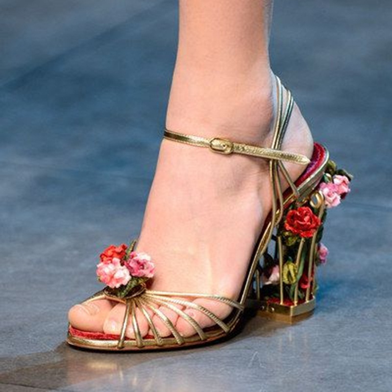 Women'S Shoes Clogs - Lüks Kuş Kafesi Kadın Sandalet Altın