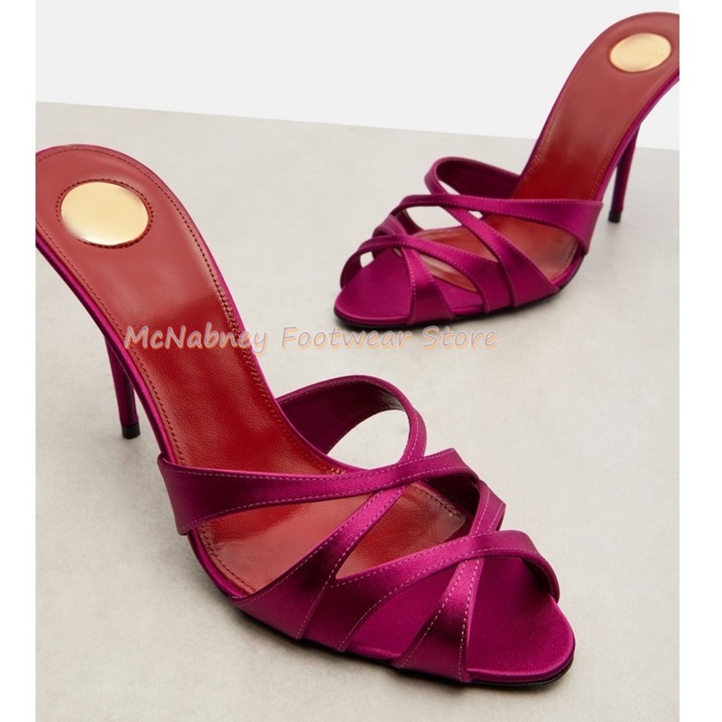 Women'S Shoes Clogs - Sivri Stilettolar Saten Kumaş Çapraz Bantlı