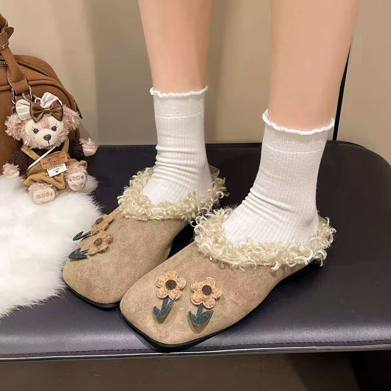 2026 Sonbahar kış düz peluş te - Women'S Shoes Hands Free incelemesi ve fiyatı
