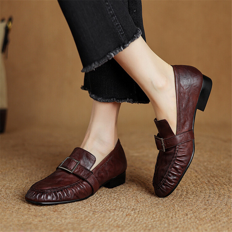 Yeni sonbahar hakiki deri kadı - Women'S Shoes Round Toe incelemesi ve fiyatı
