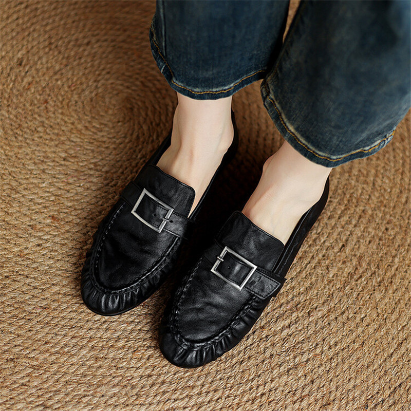 Yeni sonbahar hakiki deri kadı - Women'S Shoes Round Toe incelemesi ve fiyatı