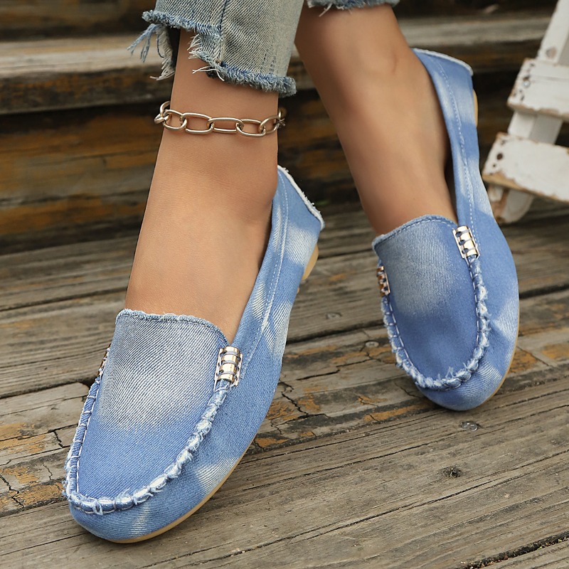 Moda Açık Mavi Kot Mokasenler  - Women'S Shoes Round Toe incelemesi ve fiyatı