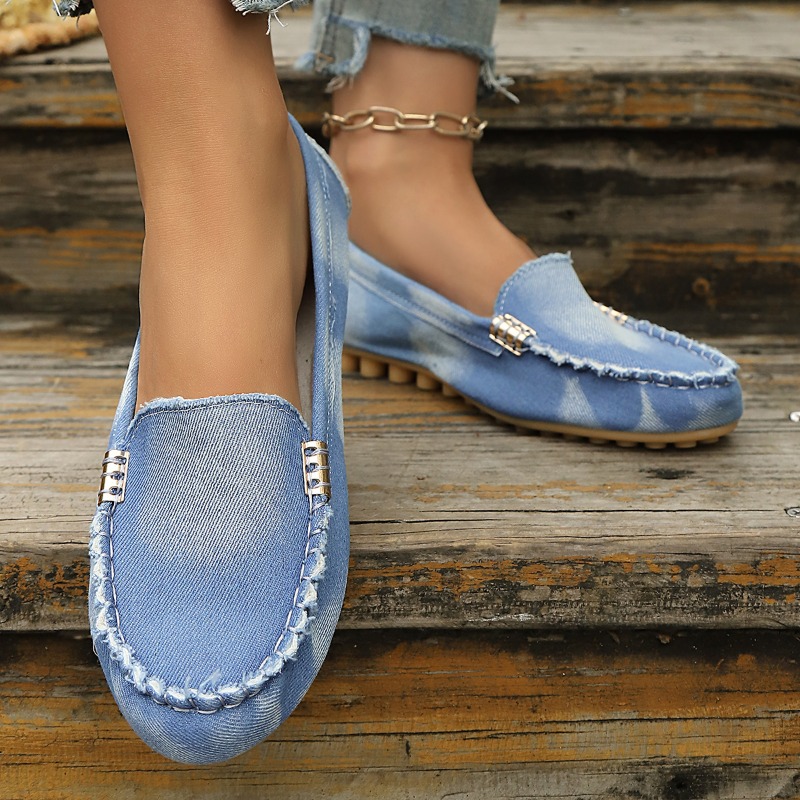 Moda Açık Mavi Kot Mokasenler  - Women'S Shoes Round Toe incelemesi ve fiyatı