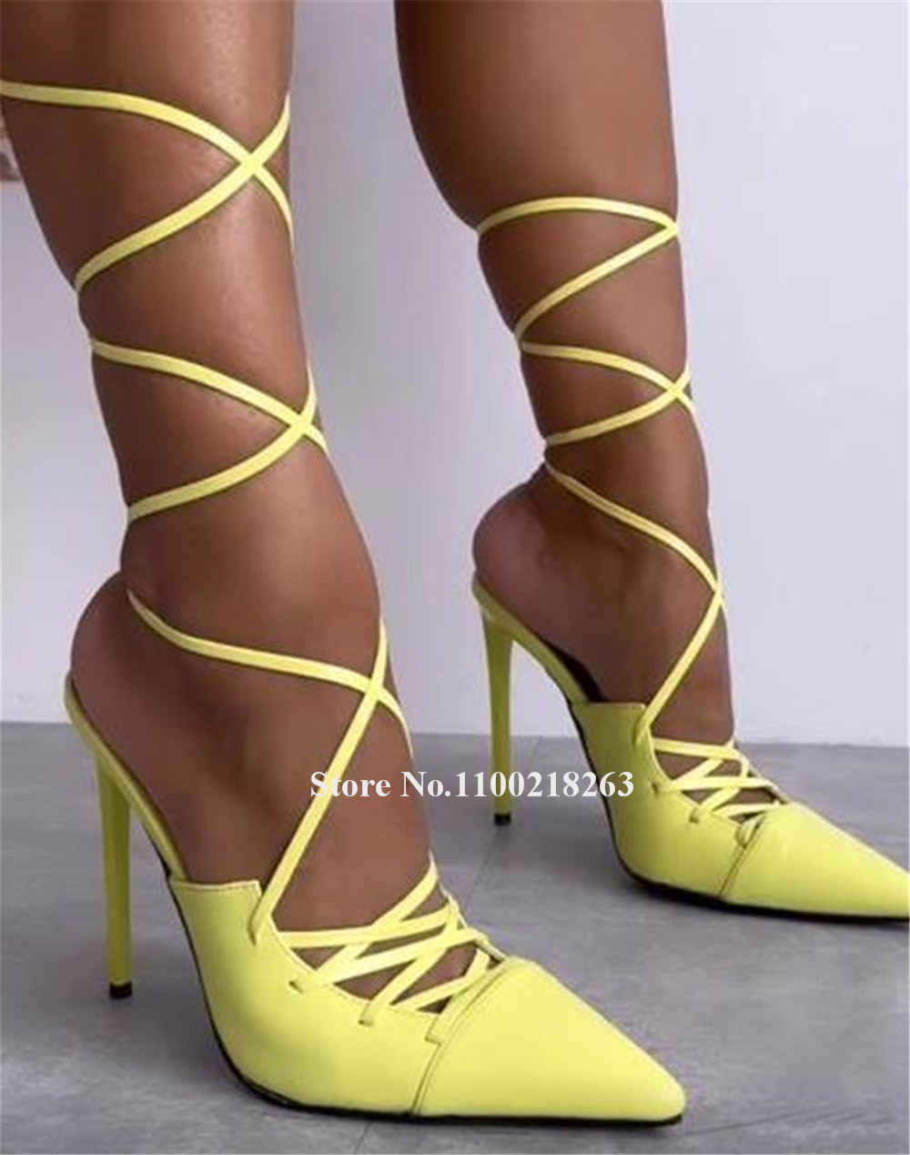 Bağcıklı İnce Topuklu Sandalet - Women'S Shoes Yellow incelemesi ve fiyatı